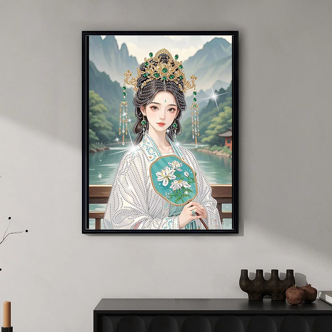 Diamond Painting - Partial Special Shaped Drill - Landscape Lady(Canvas|30x40cm)