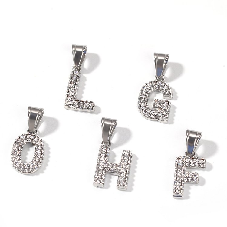 Iced Out Mini Initial Letters Name Chain Pendant Necklace Jewelry
