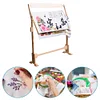 (US Local)Wooden Cross Stitch Frame Height Adjustable Embroidery Floor Stand Rack (L)