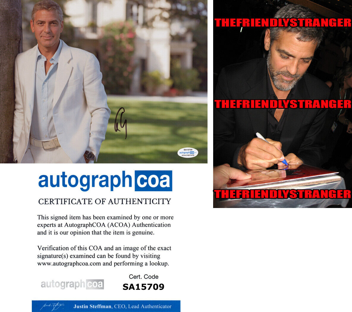 GEORGE CLOONEY signed Autographed 8X10 Photo Poster painting E - PROOF - SEXY Hot ACOA COA