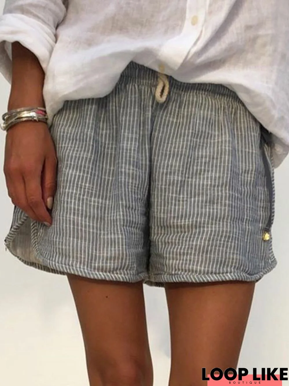 Stripes Women Casual Summer Shorts Shorts