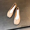 Split toe shoes for women wearing flat bottomed ballet shoes, genuine leather shallow mouth sheep's hooves single shoes