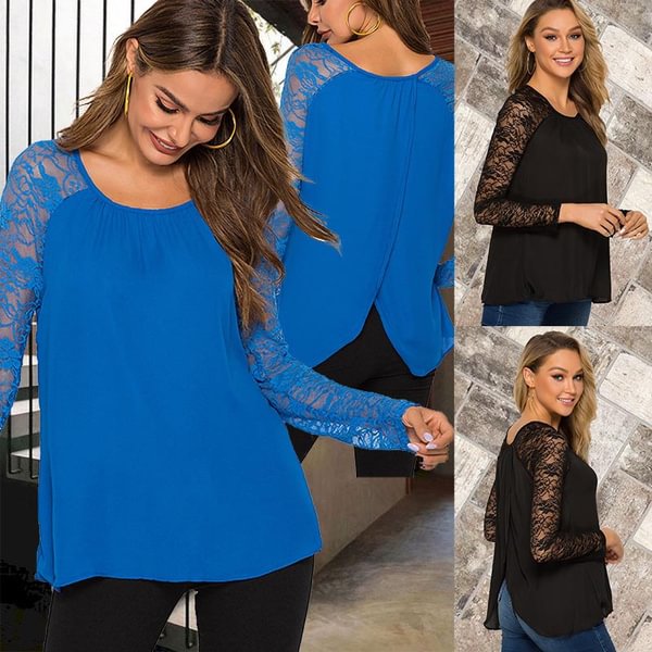 Round Neck Lace Raglan Sleeve Tops Elegant Full Sleeve Blouse Spring and Summer Women Weekend Casual Shirts Tops - Life is Beautiful for You - SheChoic