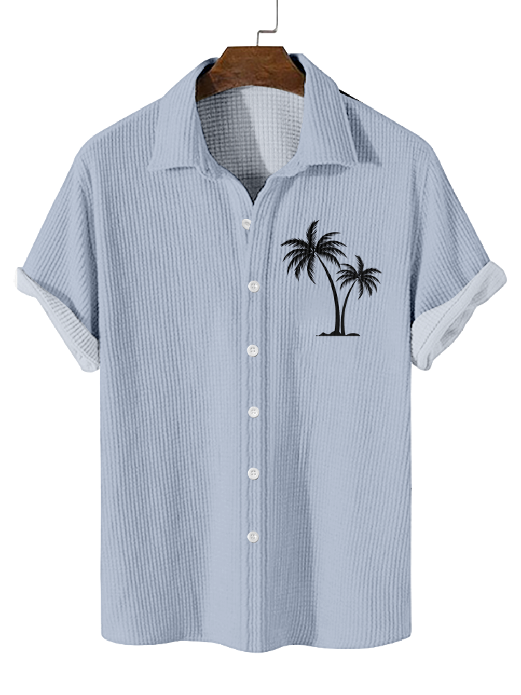 Men's Breathable Waffle Hawaiian Collection Short Sleeve Shirt  0741
