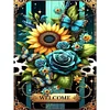 Diamond Painting-DIY Full Round Drill Sunflowers Butterflies Roses
