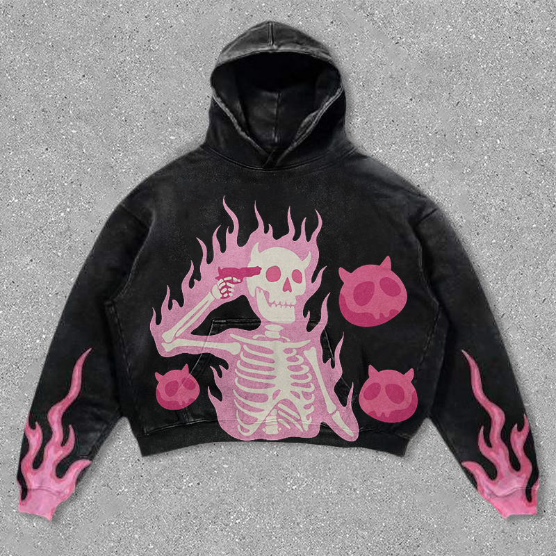 skull print hoodie