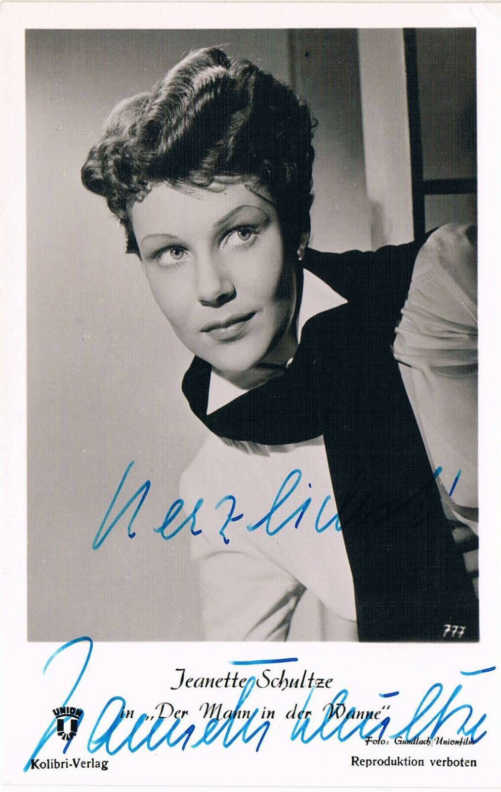 Jeanette Schultze 1931-72 autograph signed postcard Photo Poster painting 3.5x5.5 German actress