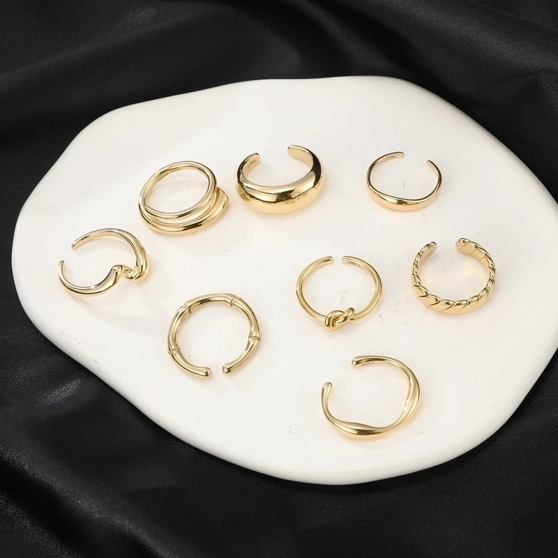 Minimalist Round Knot 304 Stainless Steel 18K Gold Plated Plating Open Rings