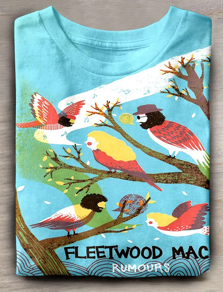 Teecade Teecade Fleetwood Mac Band Bird Art Print T-shirt