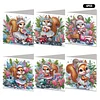 (US Only)6PCS DIY Xmas Diamond Art Greeting Cards Congratulations Cards & Gifts (Squirrel