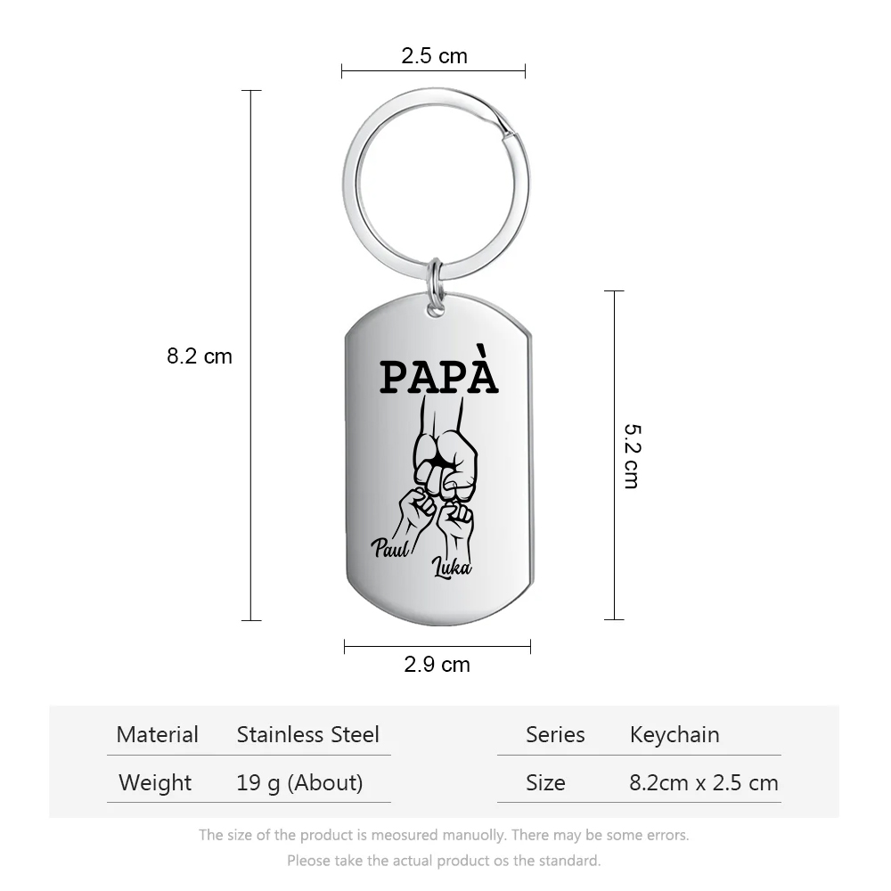 Caro Papà Abbiamo Cercato Di Trovare Il Regalo Perfetto-Portachiavi pugno a pugno 2 nomi regalo per papà