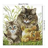 Cat Family - 9CT Partial Beaded Cross Stitch Kit(40x41cm)