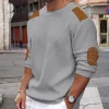 New Men's Round Neck Long Sleeve Splicing Pullover Sweater