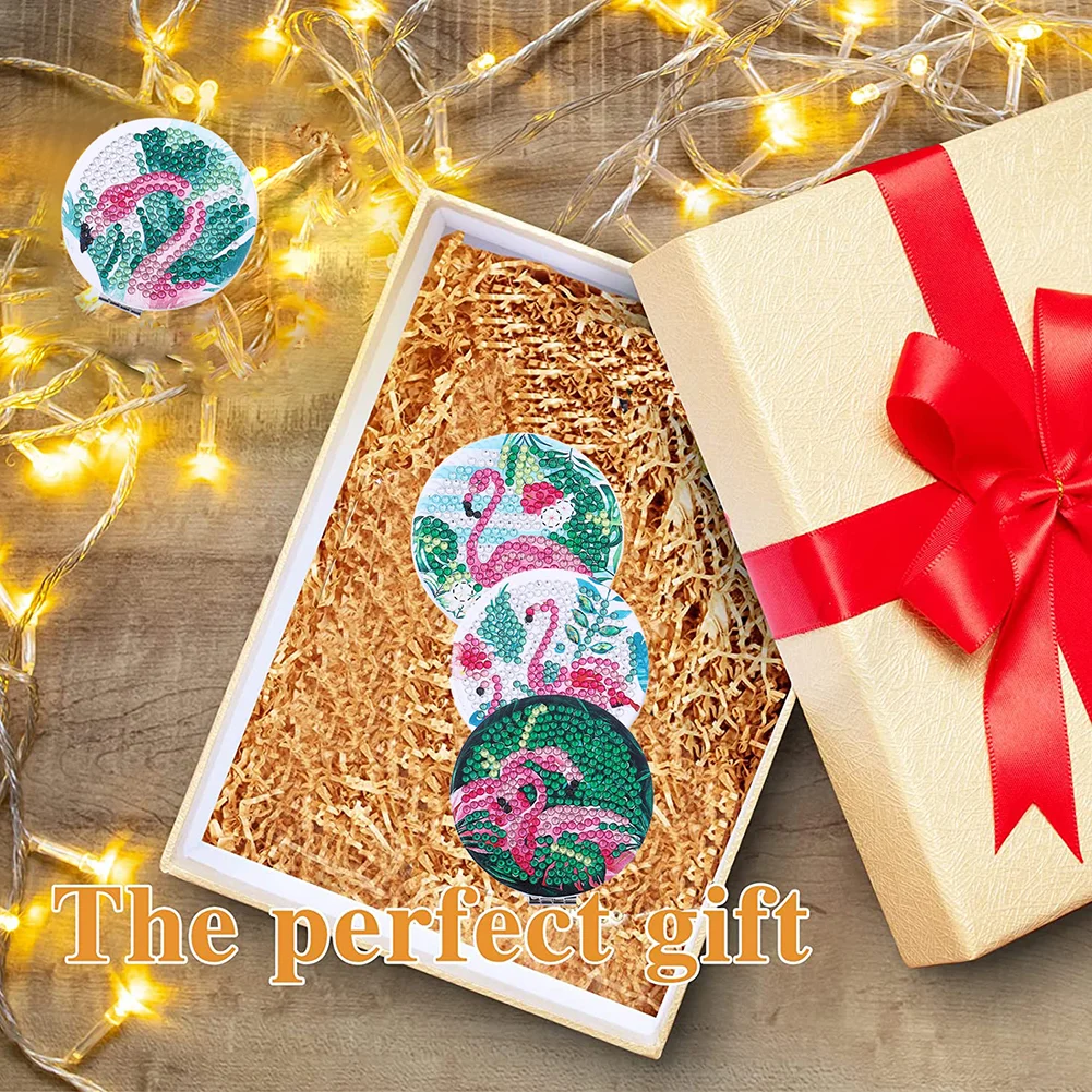 DIY Crystal Diamond Mirror Paint by Number Kits Flamingo for Girl