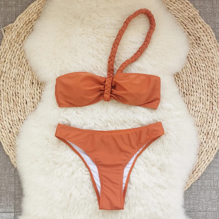 Sexy One Shoulder Bikini Swimsuit and Skirt