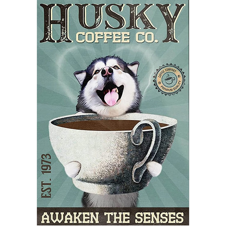 Husky Coffee Co. - Vintage Tin Signs/Wooden Signs - 7.9x11.8in & 11.8x15.7in