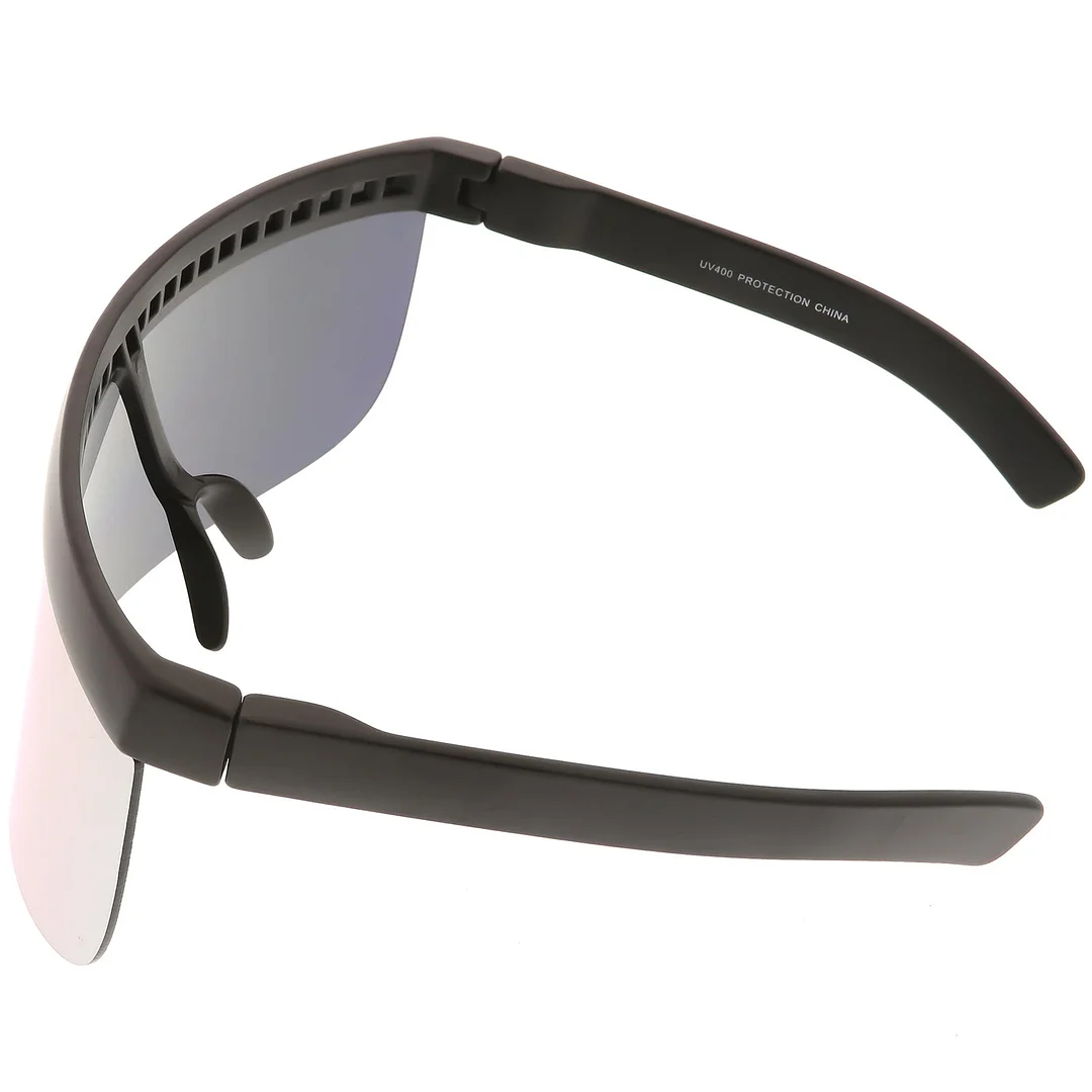 Futuristic Oversize Shield Visor glasses Flat Top Mirrored Mono Lens 172mm