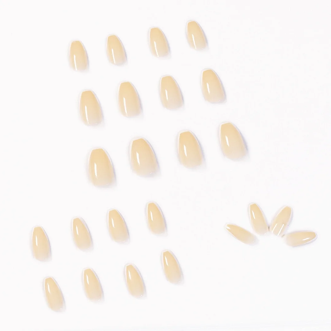 24pcs French Creamy Jade Short Ballet Soft Armor Fake Nails Full cover Fake Nails Glue DIY Manicure Nail Art Tools-Nail Inspo
