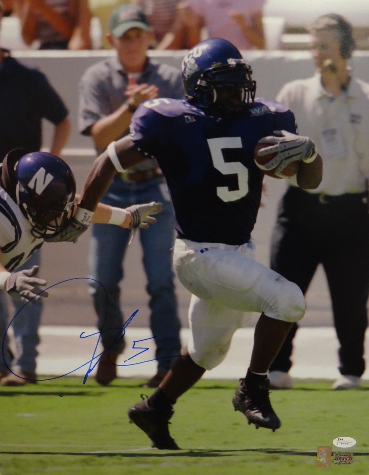 LaDainian Tomlinson Autographed 16x20 TCU Missing Tackle Photo Poster painting- JSA Auth