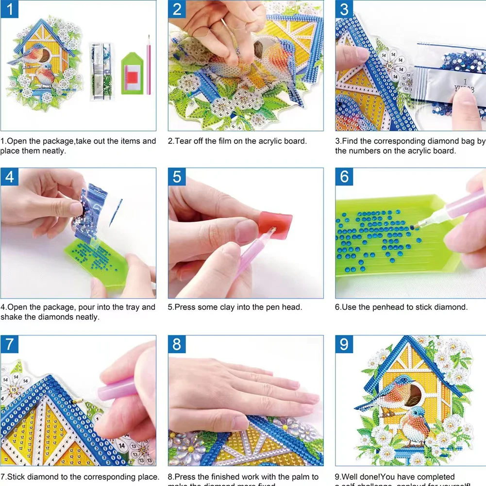 DIY Compact Mirror Paint by Number Kits Hanging Flower Home Decor