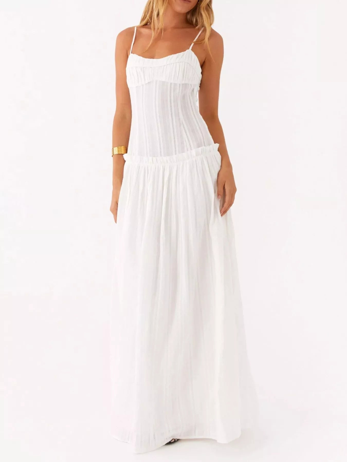 Ruched Spaghetti Strap Maxi Dress mysite idetrend