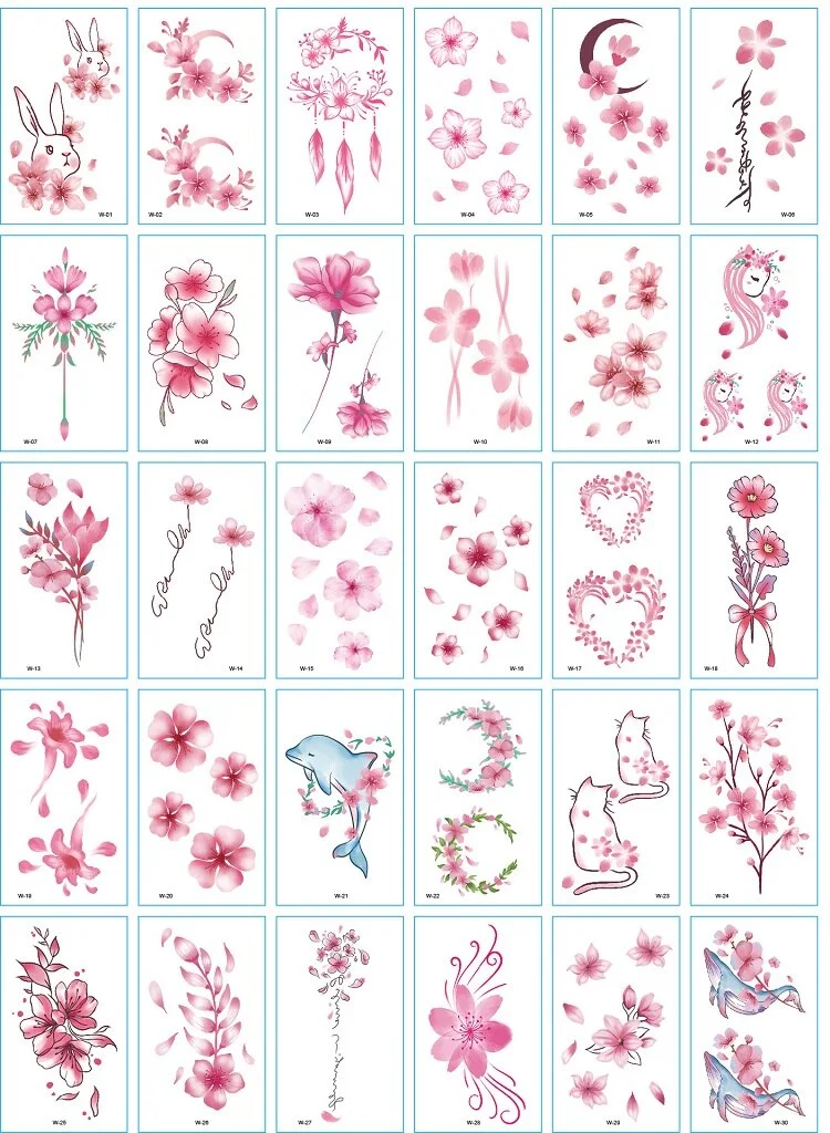 30Pcs/Set No Repeat Flower Temporary Tattoo Stickers Waterproof Tattoos For Women Sexy Arm Clavicle Body Art Hand Foot for Girl