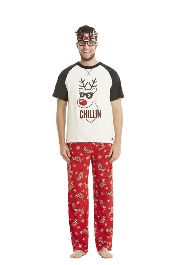 Family Christmas Pajama Sets Matching Reindeer Sleepwears for Adult Kids-elleschic