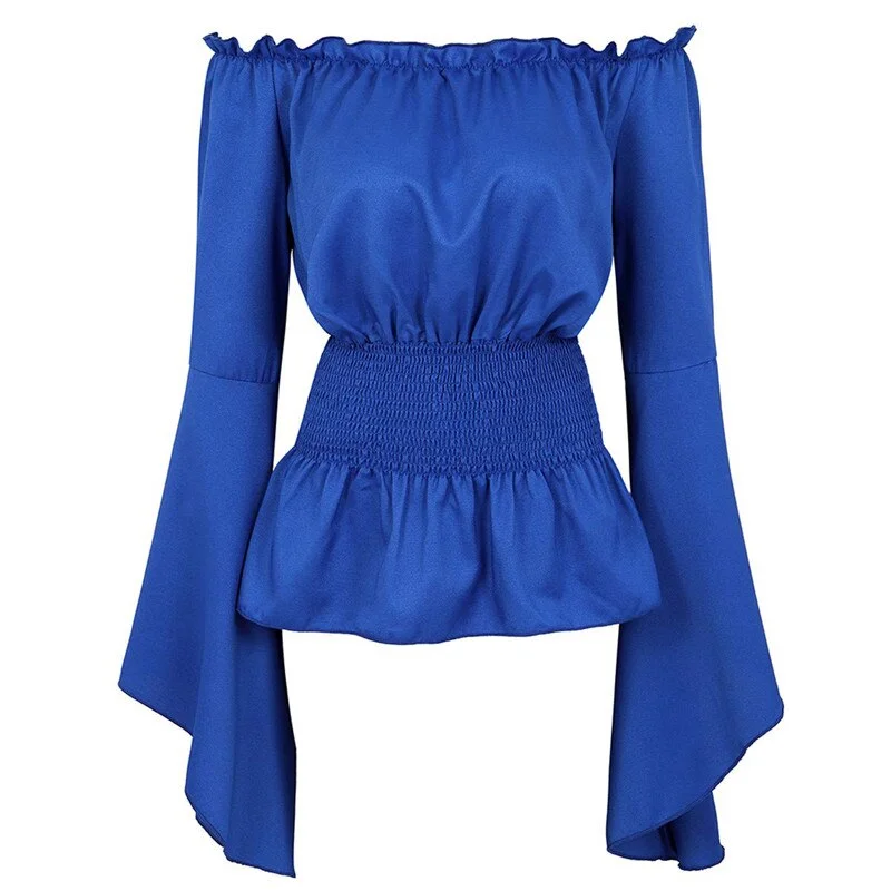 Blouse Women Long Sleeve Renaissance Medieval Chemise Victorian Pirate Gothic Retro Peasant Wench Off Shoulder Shirt Top Costume