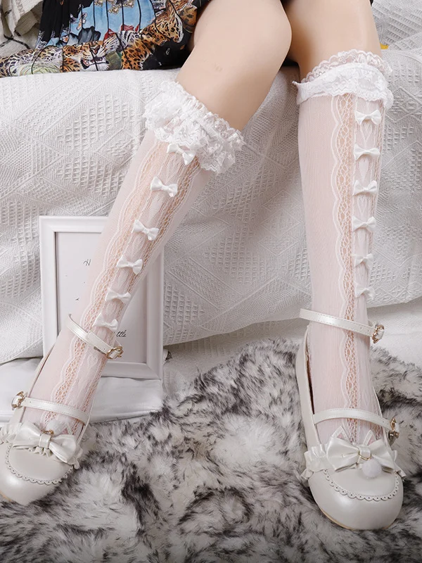 Sweet Lace Mesh Bows Socks