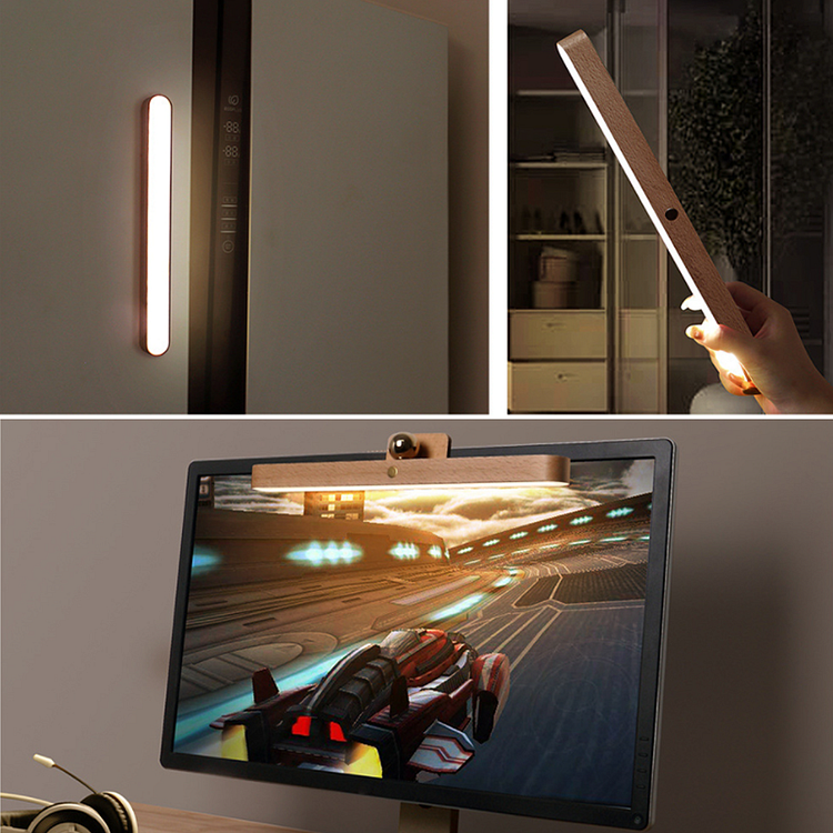 Magnetic led wooden wall light 360 rotatable dimmable touch