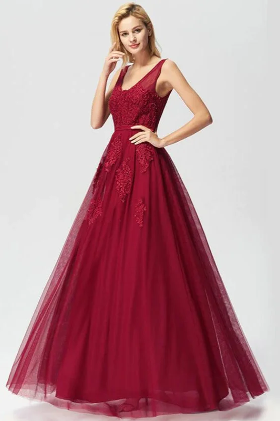 New Arrival Sleeveless Lace Appliques Long Evening Prom Dress Online - lulusllly