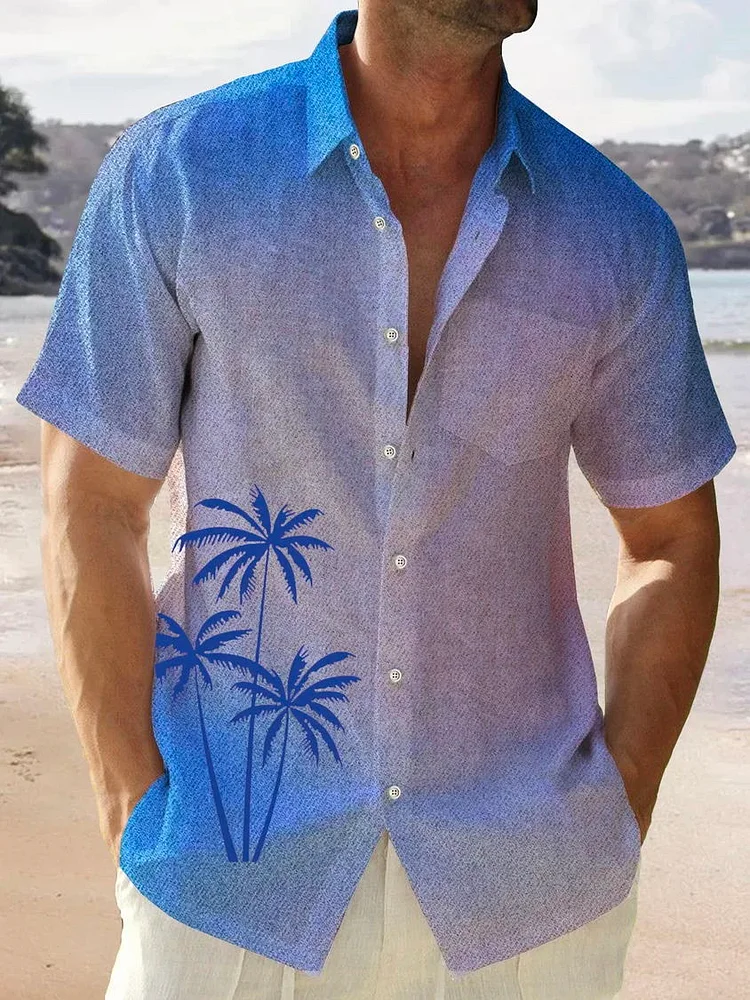 Mens Hawaiian coconut print Plus Size Shirt