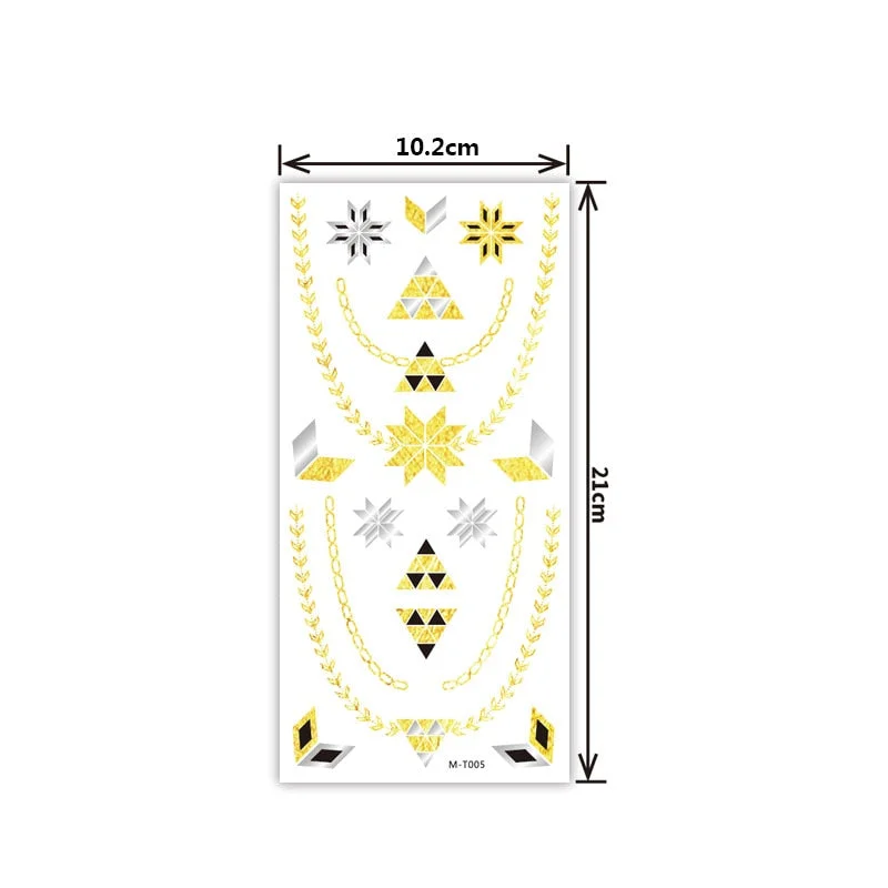 Creative personality exquisite fashion waterproof sweat gold and silver tattoo stickers bronzing and silver tattoo stickers