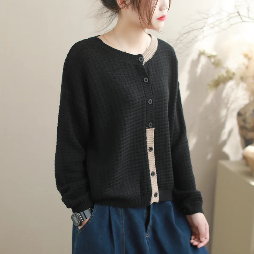 Chicfifth Sweater Women Winter Long Sleeve High Quality Autumn Vintage Top Knitted Cardigan