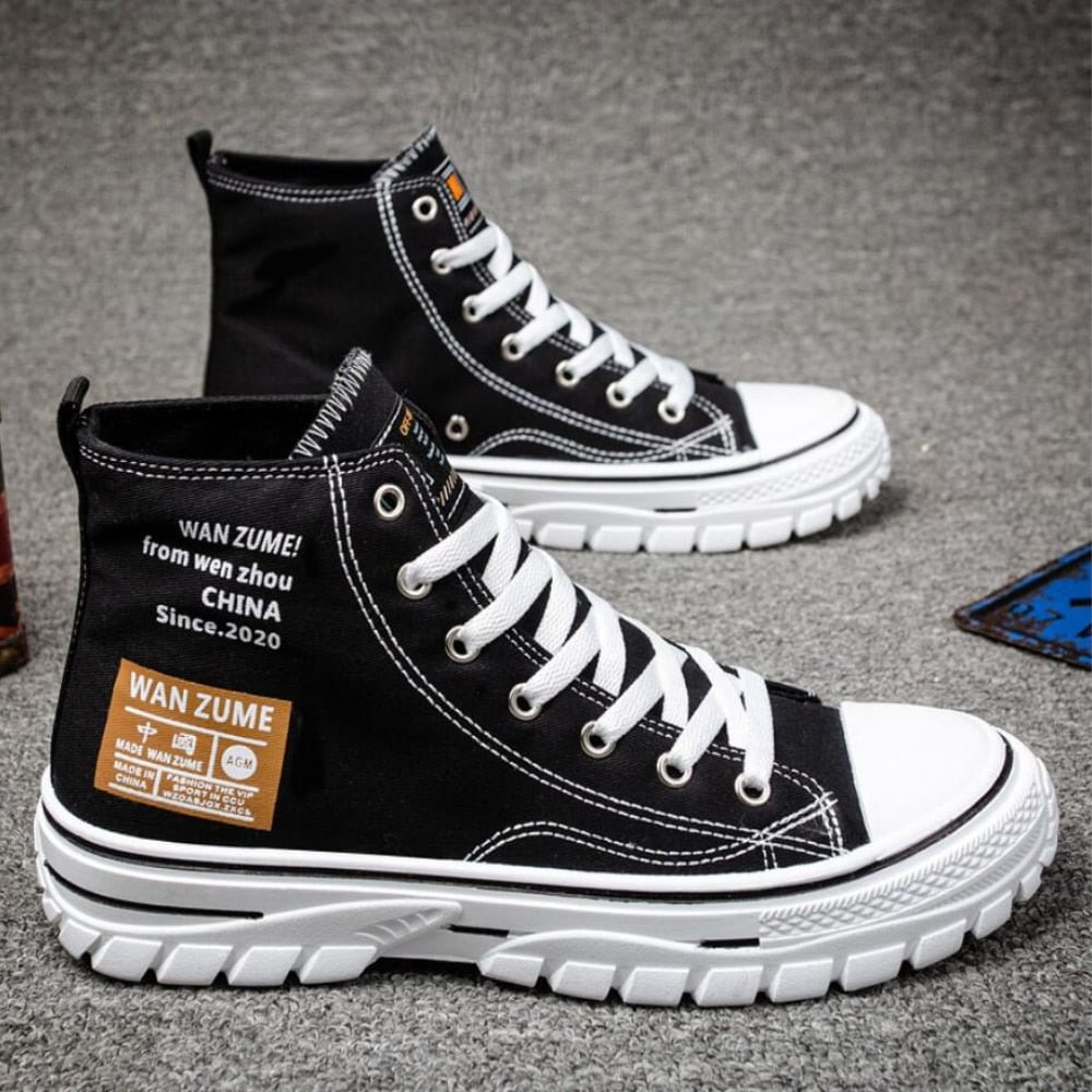 Men's Canvas Shoes High Top Flat Shoes for Men Black White Sneakers Non-slip Shoes Canvas Sneakers Sneakers for Men Casual Shoes