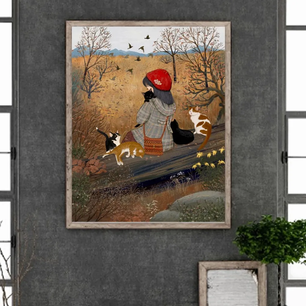 Full Round Diamond Painting 40*50cm - Autumn Atmosphere Girl