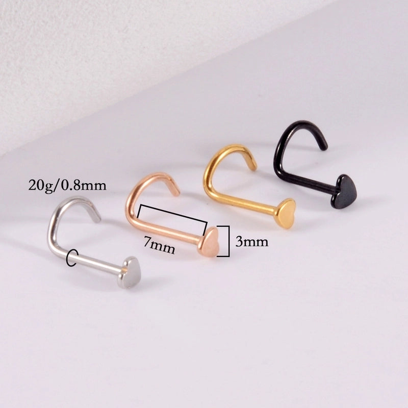 1 Piece Nose Rings & Studs Casual Minimalist Classic Style Heart Shape 304 Stainless Steel Plating 18K Gold Plated Nose Rings & Studs