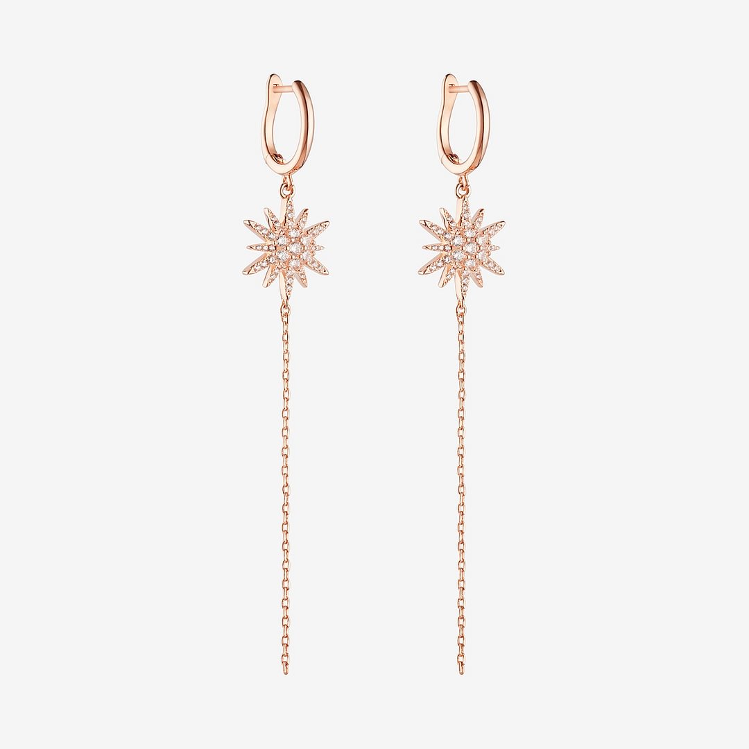 Lucky Shining Star Rose Gold Hoops Earrings