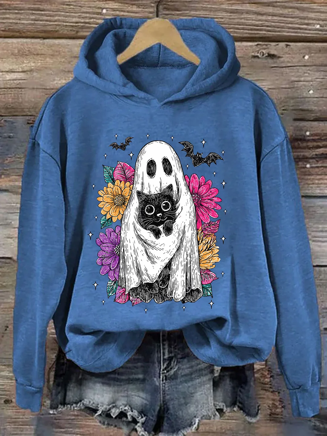 Halloween Ghost And Cat Hoodie
