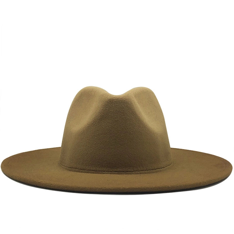 Unisex Minimalist Solid Color Flat Eaves Fedora Hat