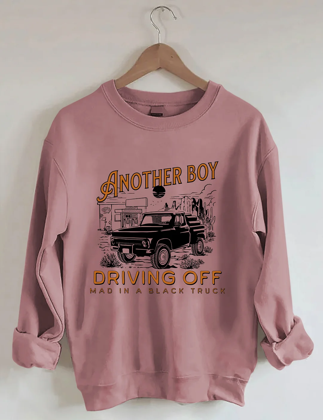 Boy Driving Off Mad Black Truck Sweatshirt