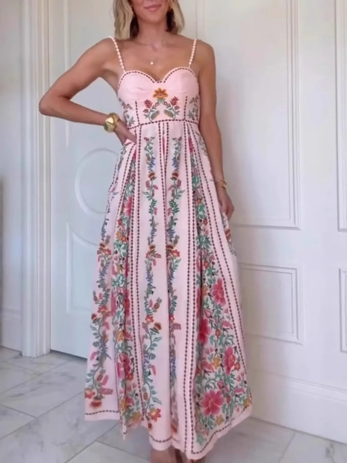 Floral Print Sweetheart Neck Cami Dress mysite idetrend