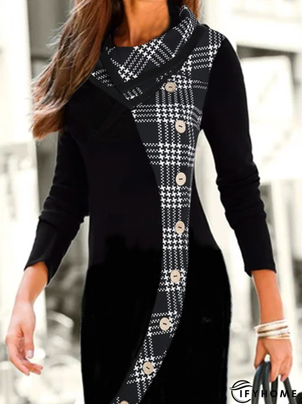 Plaid Casual Buttoned Long sleeve Dress | IFYHOME