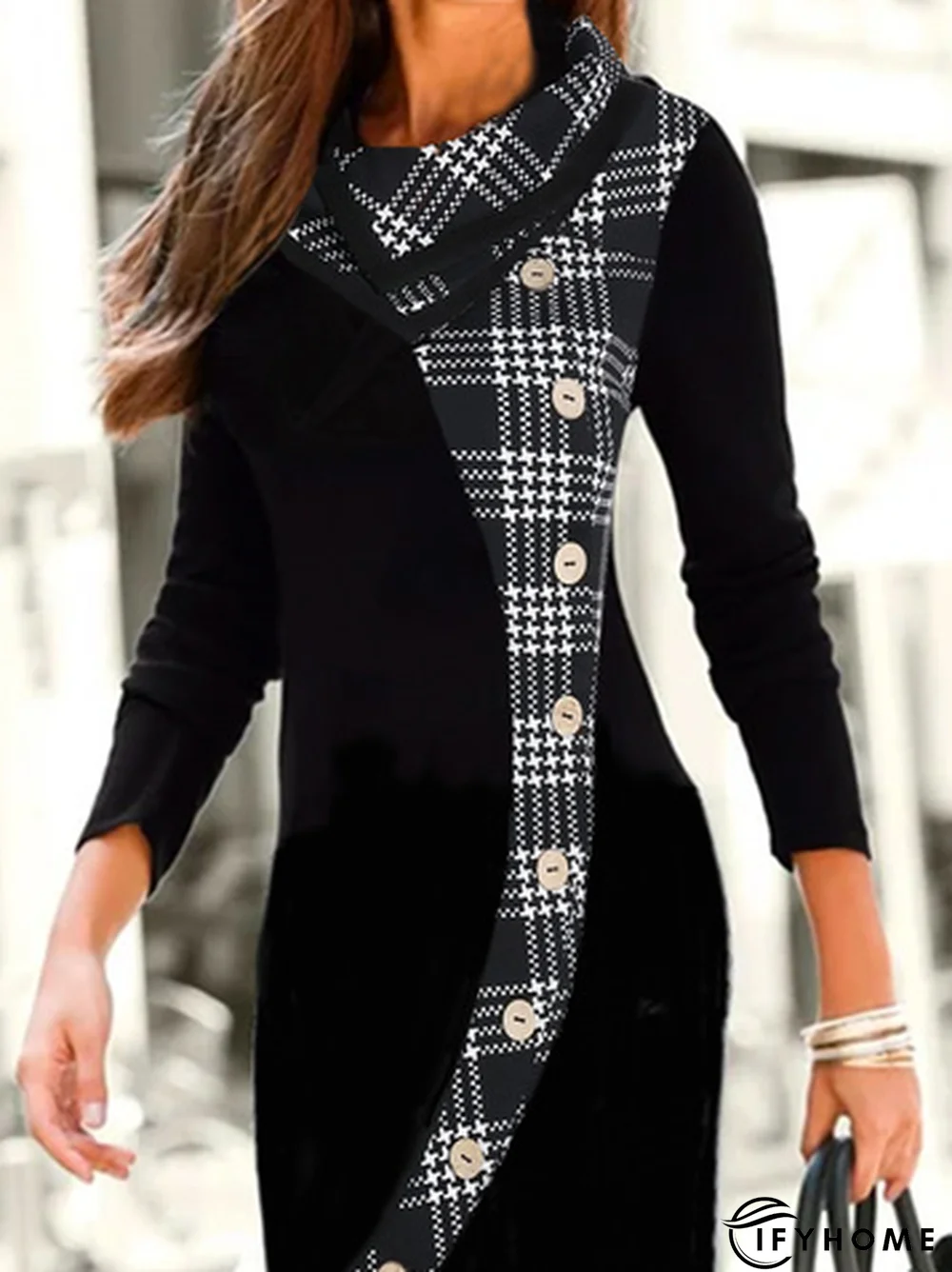 Plaid Casual Buttoned Long sleeve Dress | IFYHOME