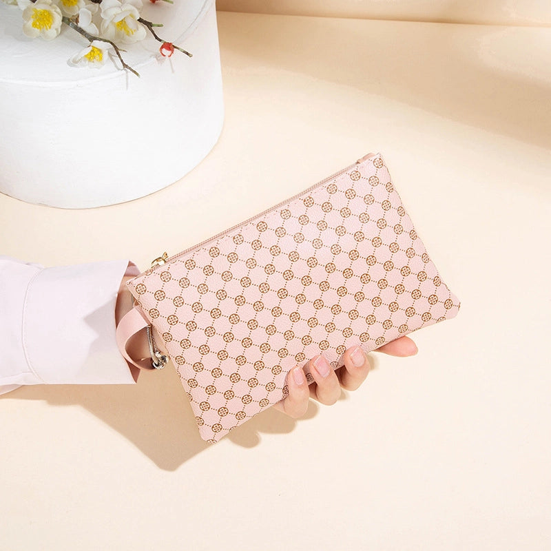 Women’s Stripe Solid Color Pu Leather Zipper Wallets