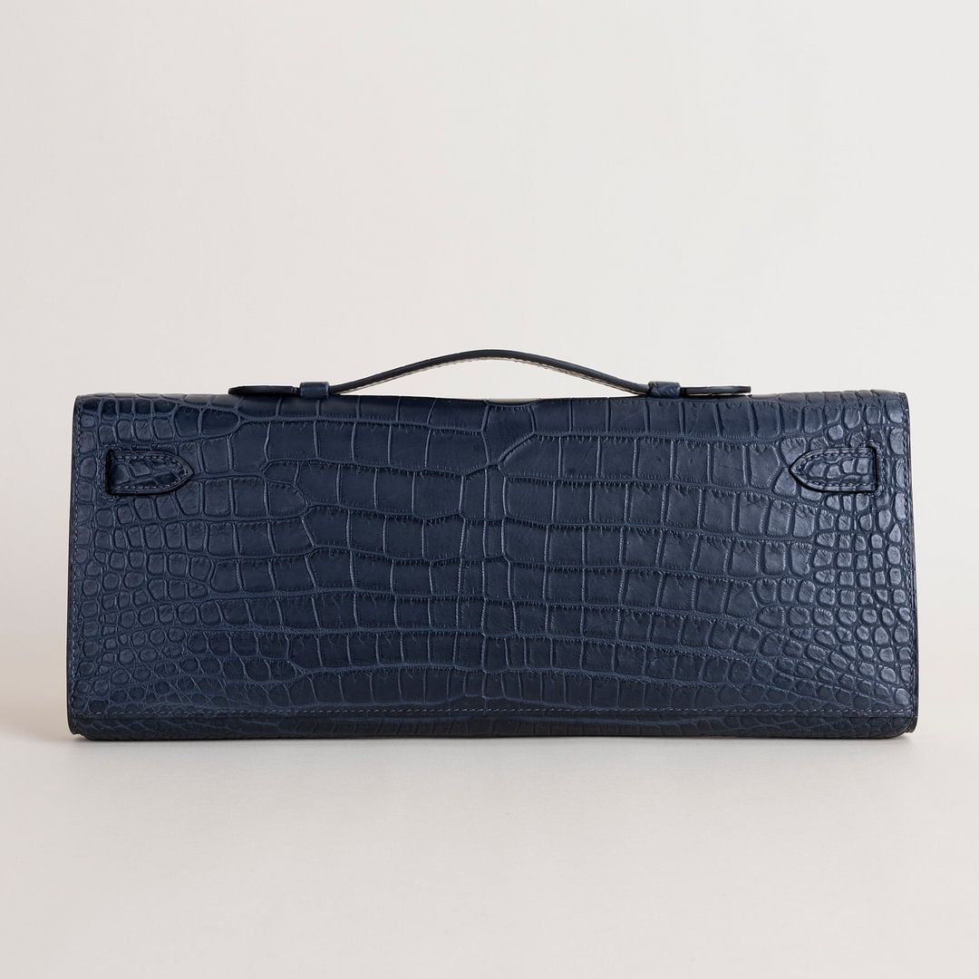 Kelly cut Matte Porosus Crocodile 2Z Blue nuit PHW
