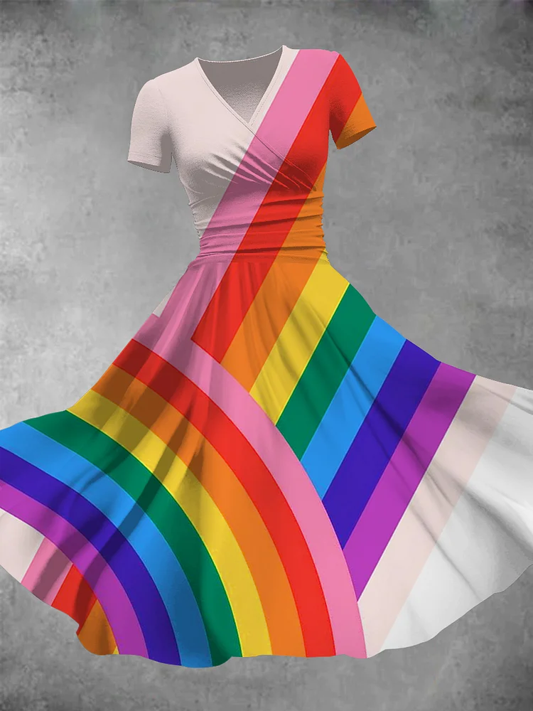 Women's Pride Day Rainbow Colors Two Rainbow Prints Maxi Dress