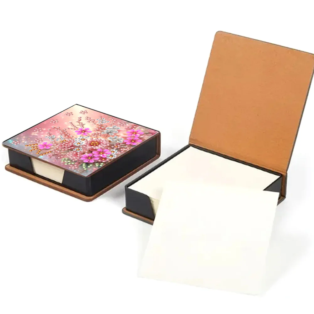 PU 5D Diamond Painting Kit Note Box DIY Diamond Art Notepad Box (Flower)