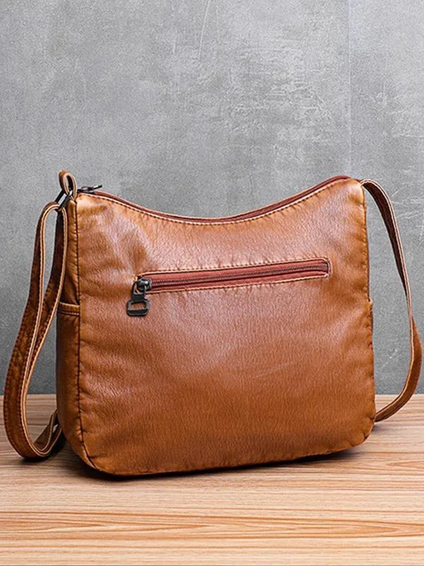 Vintage Studded Washed Leather Baggy Bag