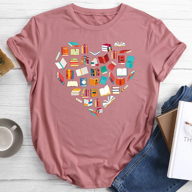 💯Crazy Sale- A Heart Made Of Funny Cute Books Lovers T-shirt Tee -013476-Annaletters